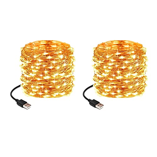 JP-LED Stringa Luci Led USB 【12M 120 Led 】 Catena Luminosa Impermeabile Filo Luminoso Portatile Per Decorazioni, Giardino,Interni,Esterni,Natale,Camera Da Letto,Matrimonio (SET DA 2 PEZZI)