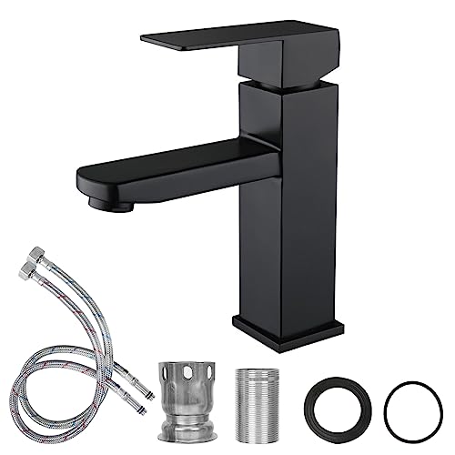 SLFYEE Rubinetto Bidet Bagno Nero Opaco Rubinetto per Bagno Cucina con Tubo di Collegamento Rubinetto Acciaio Inox Rubinetto Bidet Nero Acqua Calda e Fredda a Disposizione
