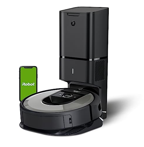 iRobot Roomba i7 con Base Autosvuotante, Robot Aspirapolvere Wifi, Svuotamento Automatico, Adatto per chi ha Animali Domestici, Memorizza la Planimetria della Casa, Programmabile, Argento