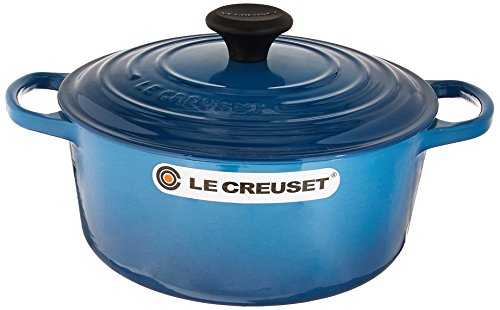 Le Creuset Evolution - Signature Casseruola in Ghisa con Coperchio, Blu (Marsiglia), 4.5 Quart