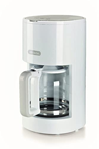 Ariete Macchina Caffè Filtro Breakfast 1395, Macchina Caffè Americano, Fino a 12 Tazze, Indicatore Livello Acqua, Piastra Riscaldata, Filtro e Portafiltro Lavabili, Dispositivo Antigoccia, Bianco