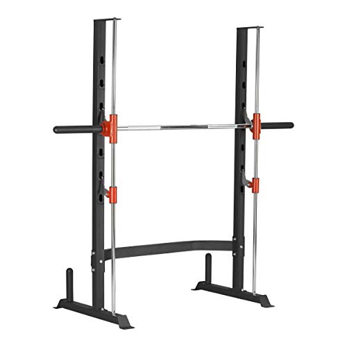 Gorilla Sports® Power Rack - con Bilanciere 30mm, Adattatore per 50mm, Supporto per Dischi Pesi, Max. 300 kg, Acciaio - Power Tower, Half Rack, Gabbia per Squat, Allenamento, Palestra, Casa, Fitness