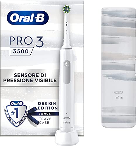 Oral-B Spazzolino Elettrico Ricaricabile Pro 3 3500 Bianco, 1 Testina, 1 Custodia Da Viaggio, 1 Spazzolino