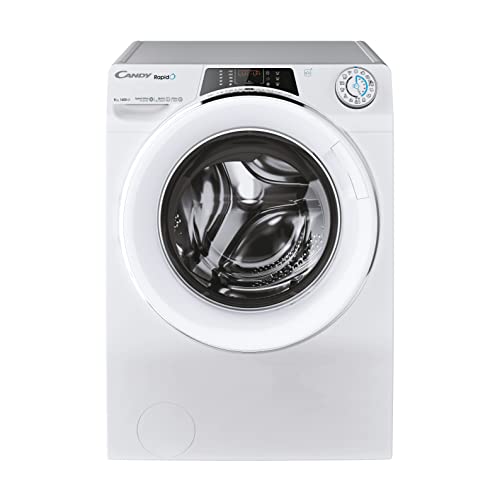 Candy RapidO RO1486DWMCT/1-S Lavatrice 8 KG, 1400 RPM, Schermo Smart Text, Pannello Smart Touch, Wi-Fi, Snap & Wash, 16 cicli, 9 rapidi, motore inverter, funzione vapore, avvio ritardato 24H, 76 DB,