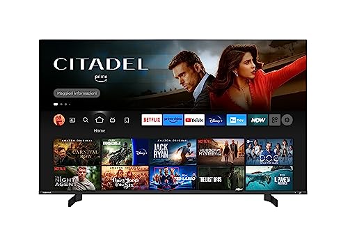 Toshiba Smart Fire TV 65" QLED Ultra HD 65QF5D63DA, TV 4K 65 Pollici con Alexa Integrata, Compatibile con Alexa, DVB-T2, Dolby Vision HDR10, HDMI 2.1, Dolby Atmos [Classe di efficienza energetica F]