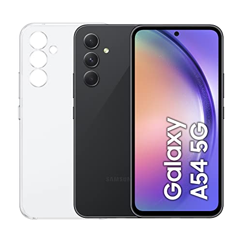 Samsung Galaxy A54 5G, Clear Cover inclusa, Smartphone Android, Display FHD+ Super AMOLED 6.4”, 8GB RAM e 128GB di memoria interna espandibile, Batteria 5.000 mAh, Awesome Graphite [Versione Italiana]