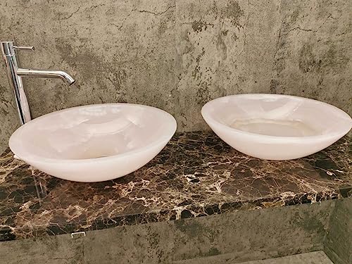 Lavabi da appoggio in Marmo Onice Rosa Grado di purezza A+ Misura 43 cm  FOTO REALI DEL LAVANDINO lavabo da bagno lavabo bagno d'appoggio