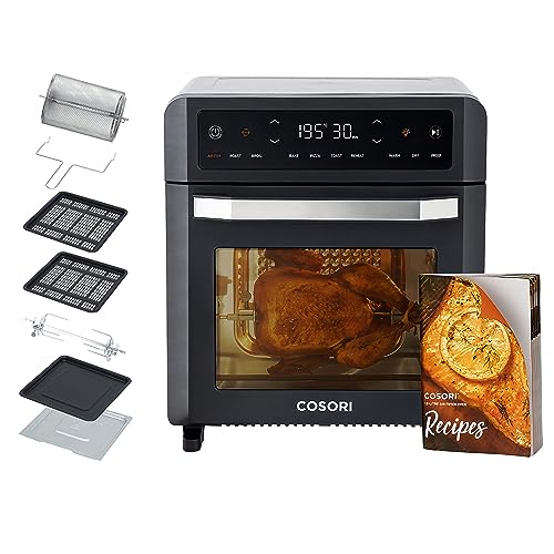 COSORI Friggitrice ad Aria 12 Litri, Forno Elettrico, Doppia Riscaldamento, 11 Funzioni Preimpostate, 1800W, 30-220°C, Con 7 Accessori, CAF-R121