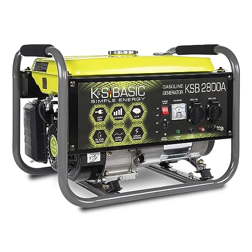 KSB 2800A generatore di corrente portatile in alluminio, a benzina, 6,5 CV motore a benzina a 4 tempi, con regolatore di tensione automatico 230 V (AVR), 2800 Watt, 16 A per la casa e il tempo libero