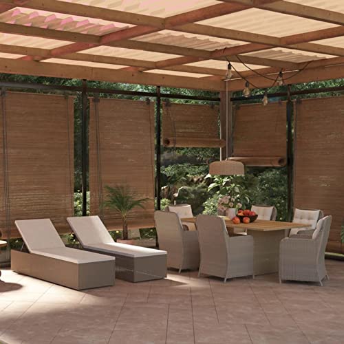 Leepesx Set Giardino Esterno Arredo Divanetto da Esterno Salotto da Giardino Mobili da Giardino Set da Pranzo da Giardino 9 pz in Polyrattan Marrone cuscino: Bianco crema