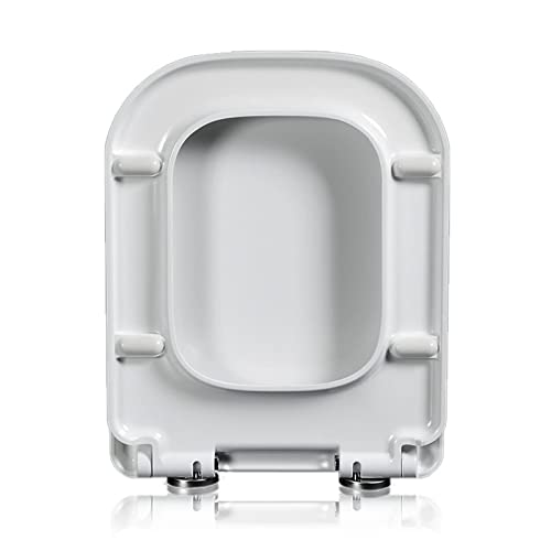 Copriwater Tavoletta Wc Quadrato, Copriwater Rettangolare Con Chiusura Ammortizzata, Copri WC A Sgancio Rapido, Cerniere Regolabili, Montaggio Dall'alto, Bianco,04B