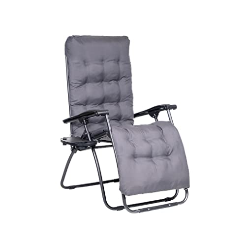 Hortan Poltrona Sdraio Relax Reclinabile Con Cuscino Trapuntato Imbottito, Tavolino Portaoggetti, Design Ergonomico e Struttura Salvaspazio in Acciaio Con Tubolare A Doppio Spessore