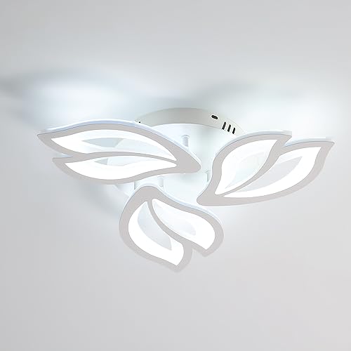 Plafoniera Led Soffitto Moderna, 40W Creativa Petalo Lampadario Soffitto LED, 6500K Bianco Freddo acrilico Luci di Soffitto per Bagno Soggiorno Camera da Letto Cucina Ufficio (3 Foglia)
