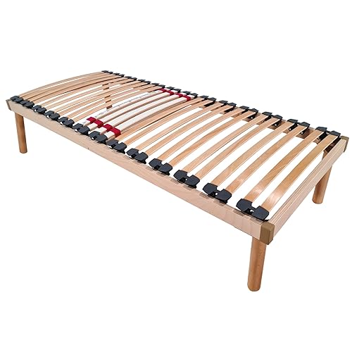 Goldflex Rete Rosa Eco Fissa 80x190 Singola a Doghe in Legno Multistrato di faggio Struttura Rinforzata Regolazione Rigidità Lombare Gambe avvitabili h. 35 cm Dispositivo Medico Detraibile
