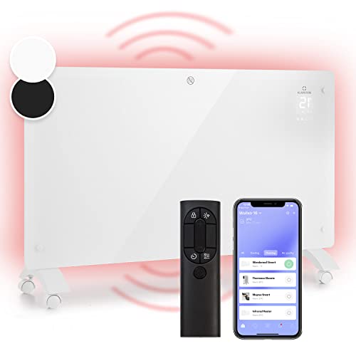 Klarstein Stufa Elettrica Basso Consumo, Stufa Elettrica 1500W, Termoconvettore Elettrico a Parete con Termostato, Termosifone Elettrico Basso Consumo, Calorifero Riscaldamento Elettrico Smart
