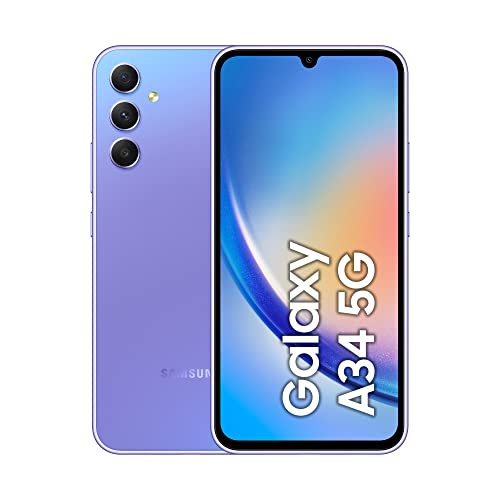 Samsung Galaxy A34 5G Smartphone Android, Display FHD+ Super AMOLED 6.6”, 6GB RAM e 128GB di memoria interna espandibile, Batteria 5.000 mAh, Awesome Violet [Versione Italiana]