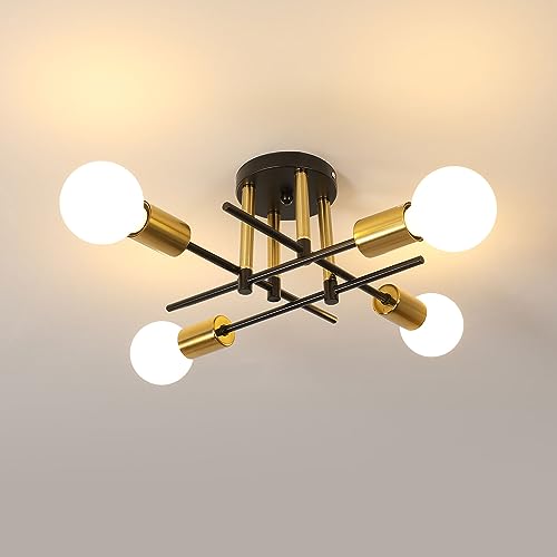 Riserva Plafoniera Sputnik E27 Moderno, Forma DIY Lampadario Soffitto Industrial, Vintage Lampada da Soffitto in Ferro per Camera da letto, Soggiorno, Cucina, Corridoio, 4 luci