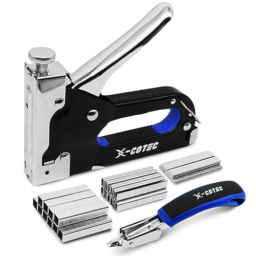 X-COTEC Graffatrice, Pistola Sparachiodi Manuale, Graffettatrice per Legno Professionale, Pistola per Graffette Resistente per Legno, Pinzatrice per Legno, con 3000 Graffette