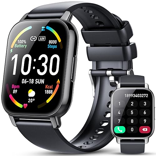 Hoxe Smartwatch Uomo Donna, Effettua/Rispondi alle Chiamate, 1.85" Orologio Smartwatch, 112 Modalità Sportive, Impermeabile IP68, Smart Watch con monitoraggio del SpO2/Sonno/Contapassi per IOS/Android