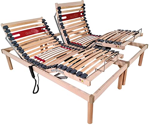 Goldflex Rete Modello Rosa, a DOGHE Elettrica Ortopedica, Matrimoniale 160x200 con 2 Motori indipendenti con REGOLATORI di rigidità. 4 Zone reclinabili + 1 Fissa (Centrale), Altezza Finita 30 cm