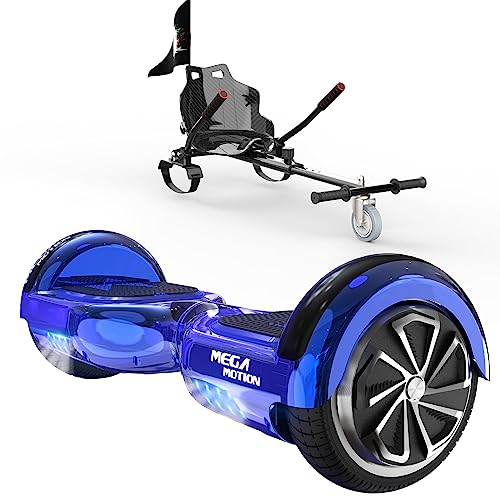 MEGA MOTION Hoverboards con Go kart, da 6,5 Pollici con Hoverkart per Bambini, con Altoparlante Bluetooth e Luci a LED, Regalo per Bambini, verde-hoverkart