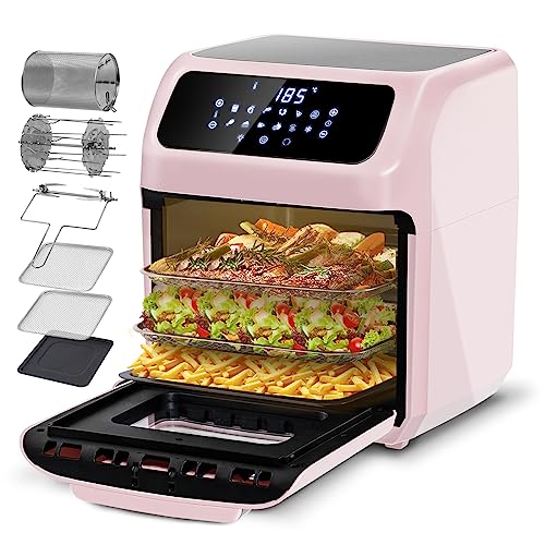 LLIVEKIT Forno ad Aria da 12L, Friggitrice ad Aria Calda Senza Olio con 12 Programmi Preimpostati, Mini Forno con Timer di 90min, Inclusi Ricettario e 6 Accessori, 1800W
