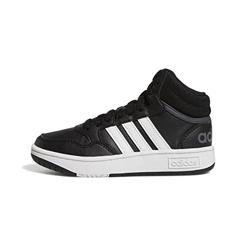 adidas Hoops Mid 3.0 K, Scarpe da Ginnastica Basse Unisex - Bambini e Ragazzi, Nucleo Nero/Bianco/Grigio Sei, 38 EU