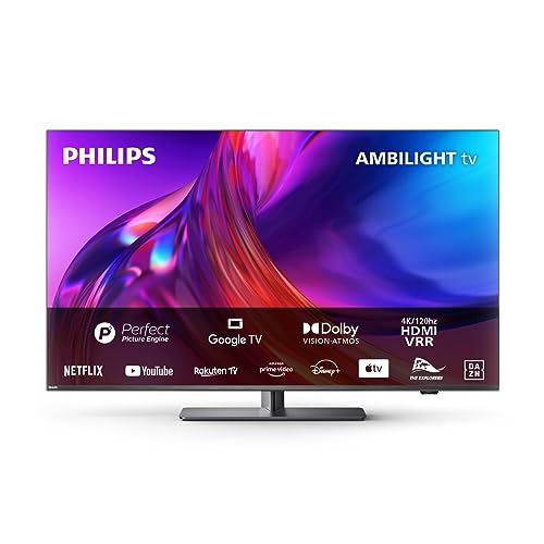 Philips Ambilight PUS8808 139cm (55 pollici) Smart 4K LED TV | UHD & HDR10+ | 120Hz | Processore P5 Perfect Picture | SAPHI | Dolby Atmos | Altoparlanti 20W | Compatibile con Assistente Google & Alexa
