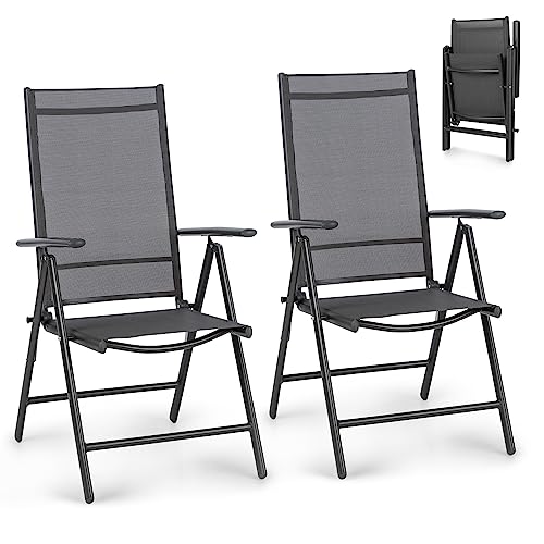 Homeoutfit24 Sedia da Giardino, Sedia Pieghevole, Sdraio Mare per Esterni, Sedia Spiaggia Regolabile per Camping con Schienale, Sedia Mare Balcone in Textilene, Resistente alle Intemperie, Set da 2