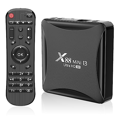 Android TV Box, Android MINI 13.0 Box 4GB RAM 32GB ROM RK3528 Quad-Core 64bit Cortex-A53 GPU Mali-450 Supporto 10/100M LAN Enternet 2.4G/5G Dual-Band WiFi HDR10 HD 8K
