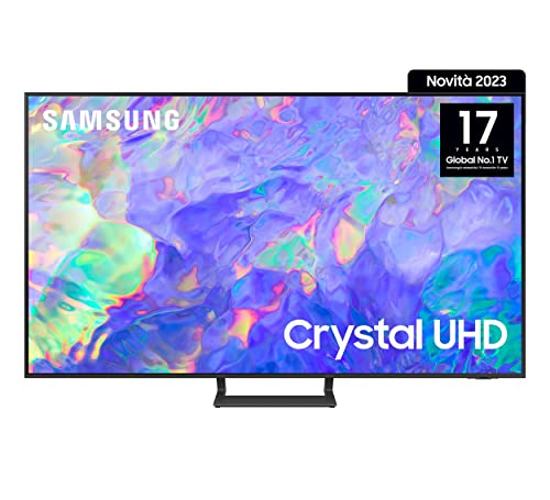 Samsung TV UE75CU8570UXZT Crystal UHD 4K, Smart TV 75" Dynamic Crystal color, HDR, OTS Lite, AirSlim Design, Integrato con Bixby e Alexa compatibile con Google Assistant, Titan Gray 2023