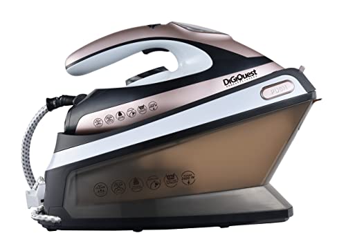 Digiquest Ferro da stiro 2400W con caldaia e piastra in ceramica con display a led, serbatoio trasparente, ricarica acqua continua, colpo di vapore STEAMY BOILY