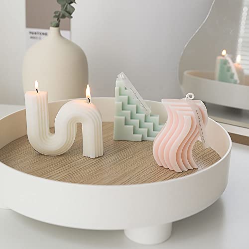 Candele estetiche a forma di U, 3 pezzi, in cera di soia, a forma geometrica, a forma di U, a forma di S e triangolo, candele decorative artistiche per matrimonio, compleanno, regalo decorativo