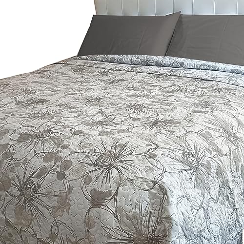 Home Tresor Trapuntino Copriletto Matrimoniale, Quilt Letto Primaverile-Estivo Trapunta Matrimoniale Anallergica Autunnale Mezza Stagione 100 gr/mq Antiacaro e Traspirante (Dis. 74)