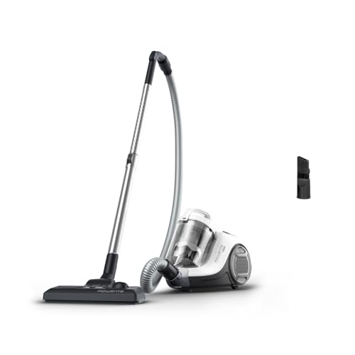 Rowenta Swift Power Cyclonic RO2917, Aspirapolvere a Traino Senza Sacchetto, Potenza 900 W, Motore Silenzioso, Serbatoio facile da Pulire, Bianco/Grigio