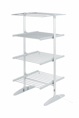 Sirge CALDOTTO Stendibiancheria Elettrico maxi Torre 300W Stendino Asciugabiancheria Riscaldante Pieghevole con 30 Barre Stendi Biancheria con copertura