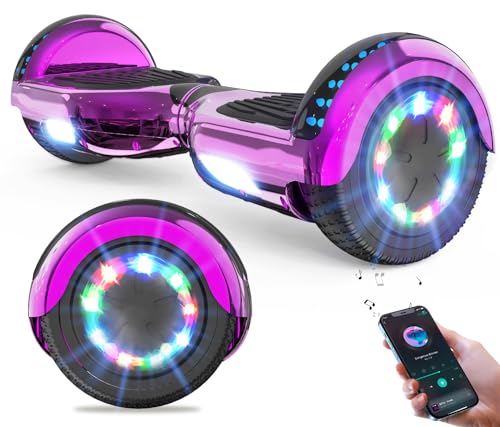 VOUUK Hoverboard, Hoverboard a Due Ruote Da 6,5 pollici Con Altoparlante Bluetooth e luce LED Per Bambini e Adulti (Placcatura Rosa)