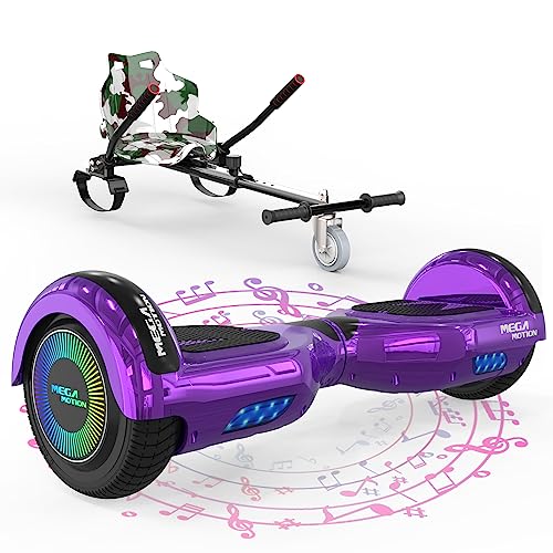 MEGA MOTION Hoverboards con Hoverkart per Bambini, Hoverboards a due Ruote da 6,5 Pollici con Altoparlante Bluetooth, con Luci a LED, Regalo per Bambini e Adolescenti