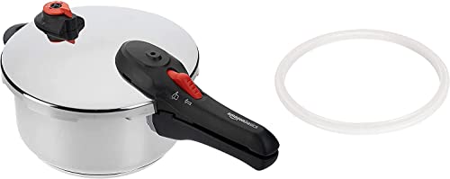 Amazon Basics Pentola a Pressione in Acciaio Inox a Induzione, 4 Litri, Argento