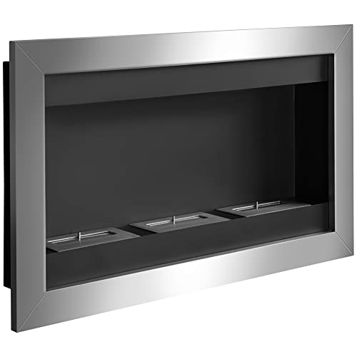 HOMCOM Camino a Bioetanolo da Parete Biocamino di Design con 3 Bruciatori in Acciaio Inox 110 x 63 x 16cm