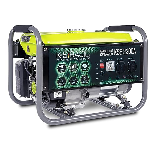 KSB 2200А - Generatore di corrente, motore a benzina a 4 tempi, 5,5 CV, in alluminio, con regolatore automatico di tensione (AVR), 2200 W 16 A, 230 V per uso domestico e ricreativo