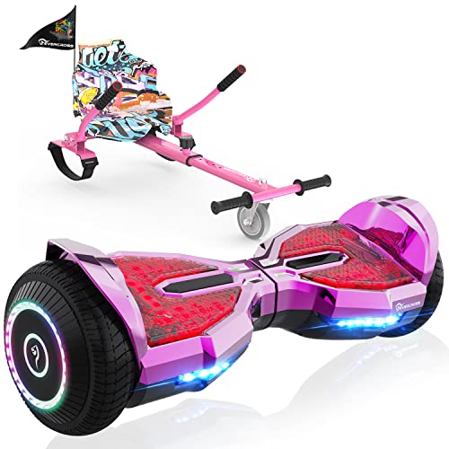EVERCROSS Hoverboards con sedile da 6,5 pollici, Hoverboards Bluetooth abilitato per app, Go Kart con 3 luci a pedale, Self balance scooter Compleanno Bambini Adulti