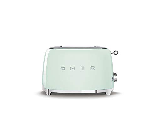 Smeg, Tostapane 2x2 TSF01PGEU, 2 Scomparti per 2 fette, 6 Livelli Doratura, Funzione Riscaldamento, Scongelamento e Bagel, Espulsione Automatica Pane, Cassetto Raccoglibriciole, 950W, Verde Pastello