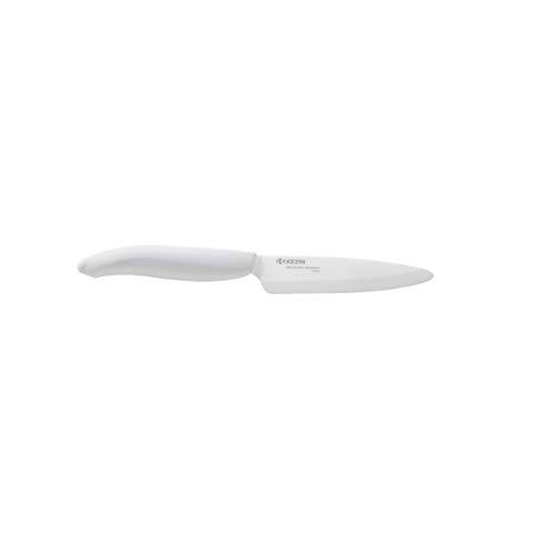 Coltello Kyocera in ceramica, coltello multiuso, lama 11 cm, lama in ceramica zirconia, levigata a mano, estremamente affilata, lavabile in lavastoviglie, manico bianco, FK-110 WH-WH