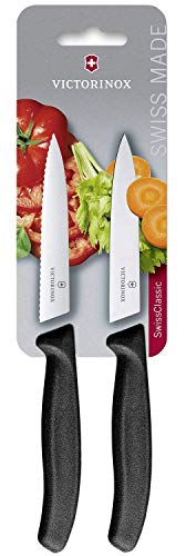 Victorinox, Swiss Classic, set di coltelli da verdura da 2 pezzi, lavabili in lavastoviglie, inossidabili, colore nero