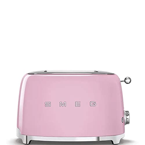 Smeg, Tostapane 2x2 TSF01PKEU, 2 Scomparti da 36mm, 6 Livelli di Doratura, Funzione Riscaldamento, Scongelamento e Bagel, Espulsione Automatica del Pane, Cassetto Raccoglibriciole, 950W, Rosa