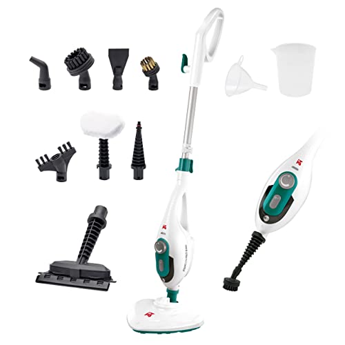 Di4 Steamclean Multi10 Max, Scopa Elettrica Lavapavimenti, Scopa a Vapore Multifunzione 10 in 1, Manico Telescopico Estendibile, Pulitore a Vapore 1500 W, Bianco