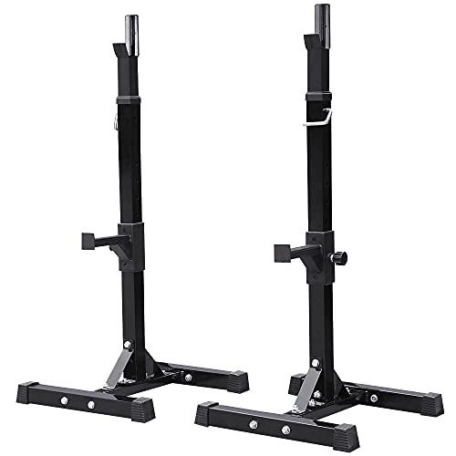 Yaheetech Coppia Rastrelliere Porta Bilancieri Supporti per Bilanciere Max 250 kg Squat in Acciaio Altezza Regolabile 2 Pezzi