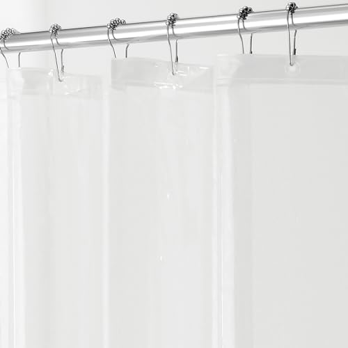 iDesign Tenda doccia, Tenda da doccia impermeabile in poliestere con 12 occhielli, Tenda per vasca da bagno lavabile e anti muffa 180,0 cm x 200,0 cm, trasparente