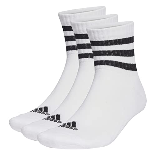 adidas 3-stripes Cushioned Sportswear Mid-cut 3 Pairs Socks Calzini, White/Black, 43-45 Unisex - Adulto